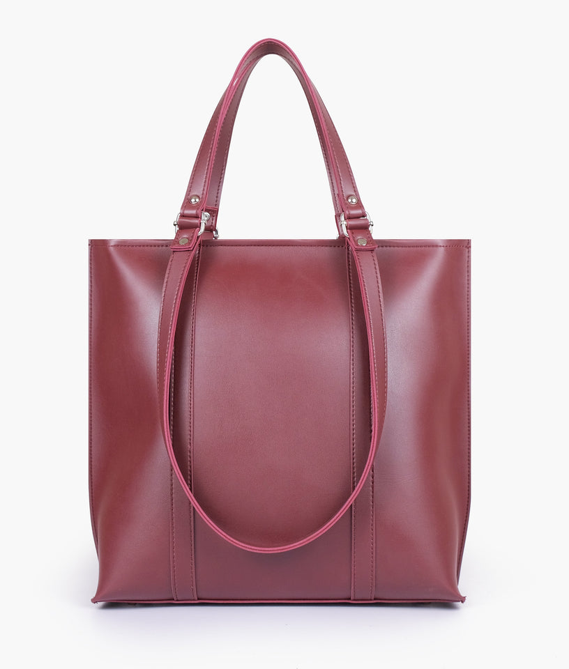 Burgundy double-handle tote bag