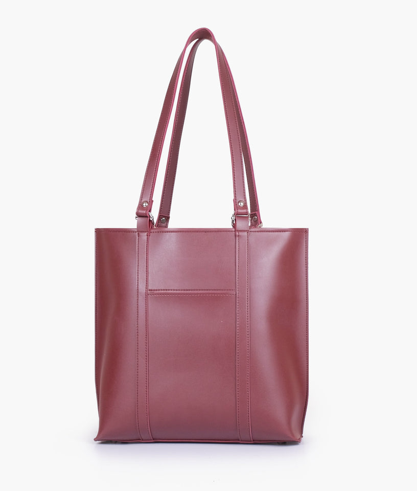 Burgundy double-handle tote bag